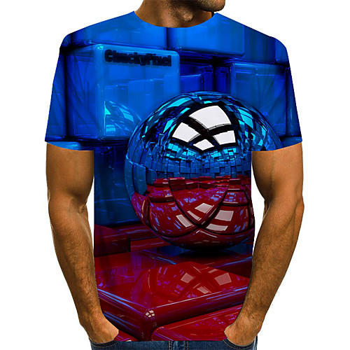 

Men's 3D T-shirt Basic Exaggerated Daily Round Neck Blue / Red / Yellow / Green / Light Blue / Short Sleeve