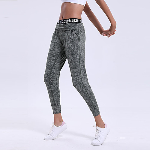 

Women's High Waist Yoga Pants Fashion Dark Gray Light gray Elastane Running Fitness Gym Workout 3/4 Capri Pants Sport Activewear Comfy Breathable Soft High Elasticity