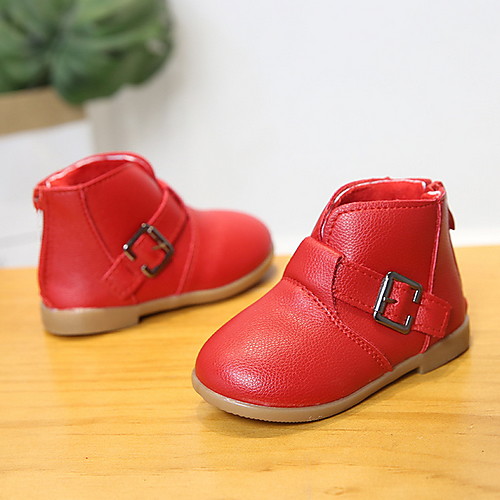 

Girls' Comfort PU Boots Little Kids(4-7ys) Buckle White / Red / Pink Summer / Booties / Ankle Boots
