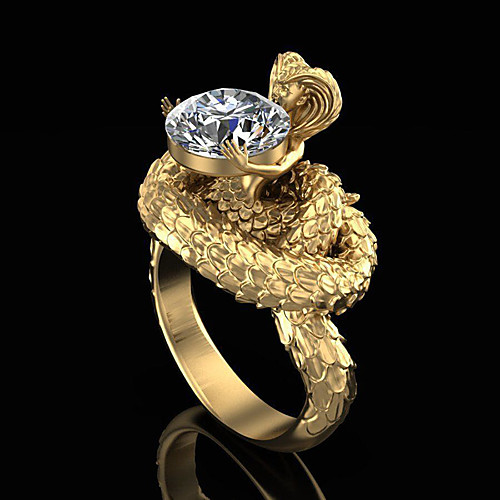 

Women's Ring Belle Ring AAA Cubic Zirconia 1pc Gold Copper Gold Plated Irregular Statement Luxury Party Evening Gift Jewelry Geometrical Wearable