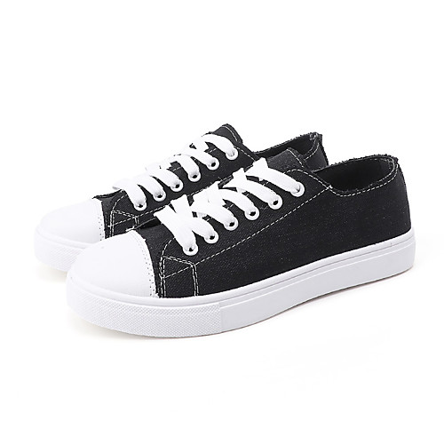 

Women's Sneakers Spring / Summer Flat Heel Round Toe Casual Daily Outdoor Canvas White / Black / Yellow