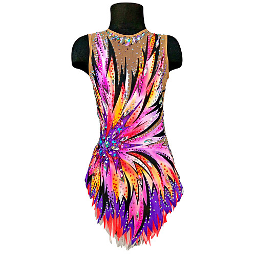 

21Grams Rhythmic Gymnastics Leotards Artistic Gymnastics Leotards Women's Girls' Kids Dress Elastane High Elasticity Handmade Long Sleeve Competition Dance Ice Skating Rhythmic Gymnastics Figure