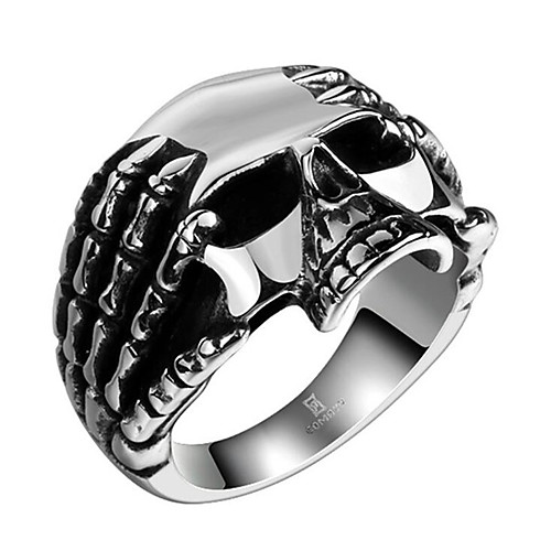 

Men's Ring 1pc Silver Titanium Steel Round Stylish Anniversary Festival Jewelry Classic Skull