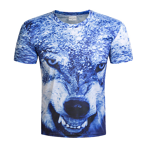 

Men's 3D T-shirt Basic Daily Round Neck Blue / Short Sleeve