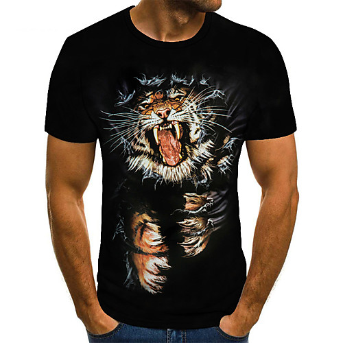 

Men's 3D Print T-shirt Basic Daily Round Neck Black / Short Sleeve