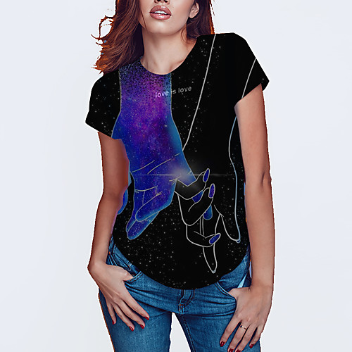 

WoMen's Daily Street chic Shirt - Floral / Color Block Print Square Neck Blue