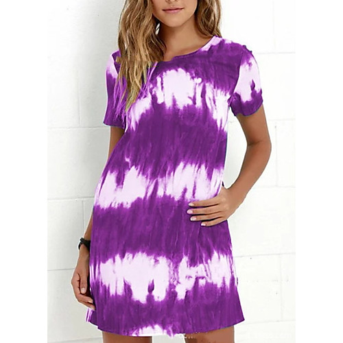 

Women's T Shirt Dress Short Mini Dress - Short Sleeves Print Summer Casual Chinoiserie 2020 Blue Purple Green Gray Light Blue S M L XL XXL XXXL XXXXL XXXXXL