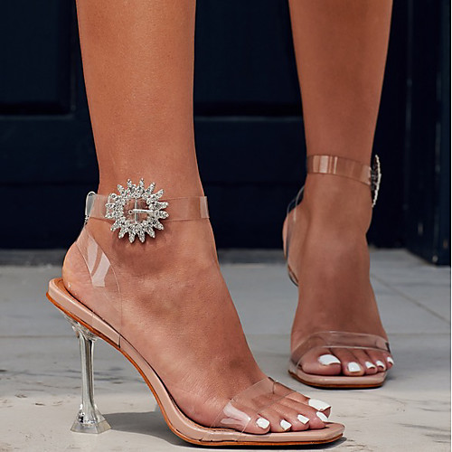 

Women's Sandals Summer Pumps Peep Toe Daily PVC Almond