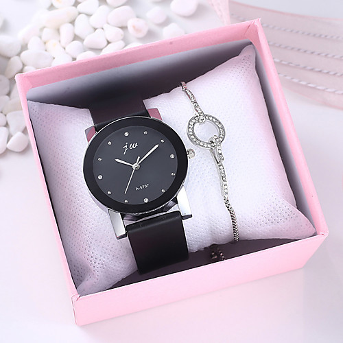 

Women's Quartz Watches Minimalist New Arrival Black PU Leather Chinese Quartz Black Chronograph Cute Creative 2 Piece Analog One Year Battery Life