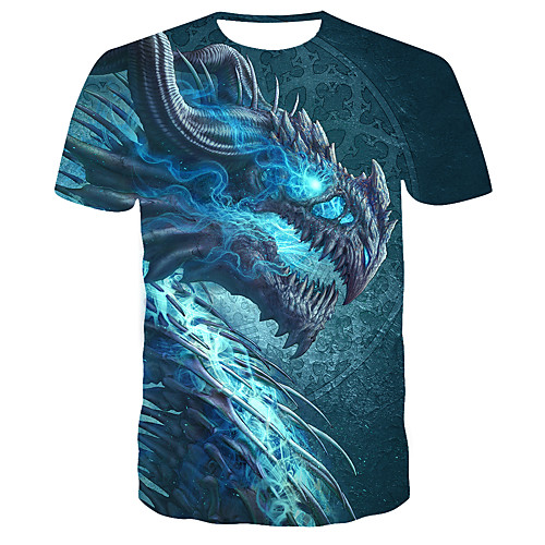 

Men's 3D Print T-shirt Daily Round Neck Blue / Short Sleeve