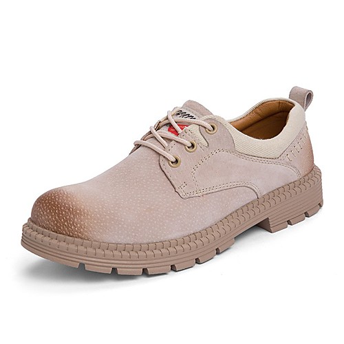 

Men's Spring & Summer / Fall & Winter Classic Daily Oxfords Walking Shoes Pigskin Waterproof Height-increasing Booties / Ankle Boots Black / Yellow / Khaki Gradient