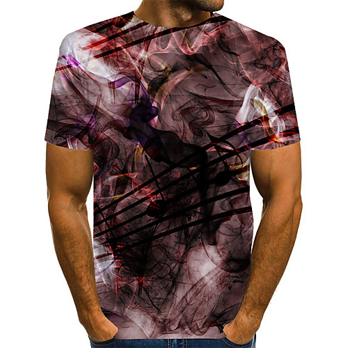 

Men's Plus Size Geometric Print T-shirt Basic Street chic Daily Going out Round Neck Red / Short Sleeve