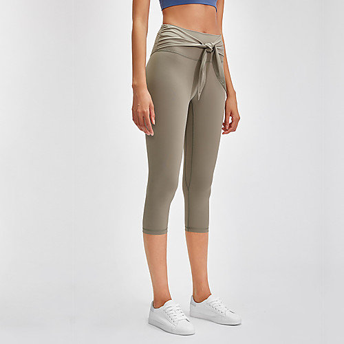 

Women's High Waist Yoga Pants Drawstring Fashion Black Purple Green Blue Gray Nylon Running Fitness Gym Workout 3/4 Tights Sport Activewear Breathable Comfort Tummy Control Butt Lift Moisture Wicking