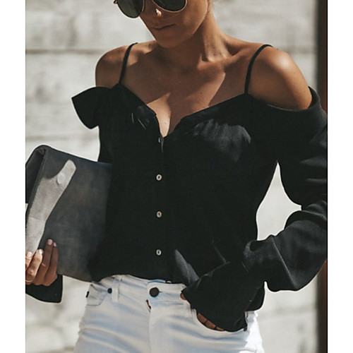 

Women's Solid Colored T-shirt Daily Strap White / Black