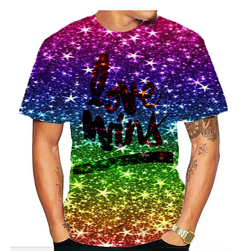 

Love Wins Men's Galaxy 3D Red Print T-shirt Basic Tropical Daily Sports Rainbow