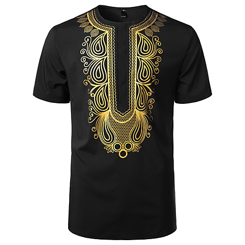 

Men's T shirt Tribal Short Sleeve Daily Tops Basic Vintage White Black Wine