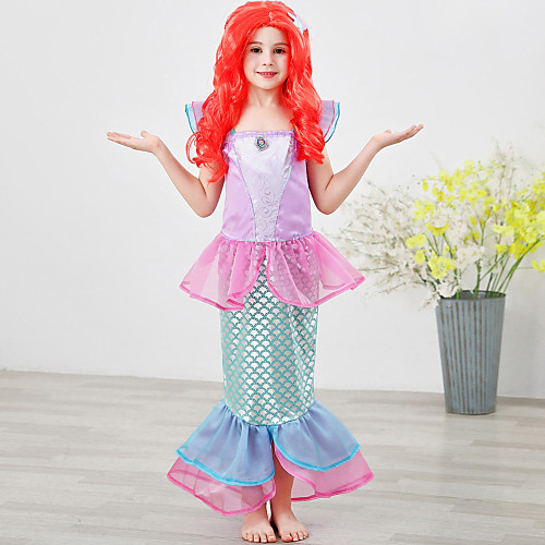 

The Little Mermaid Princess Dress Flower Girl Dress Girls' Movie Cosplay A-Line Slip Purple / Light Purple / Green Dress Children's Day Masquerade Satin / Tulle