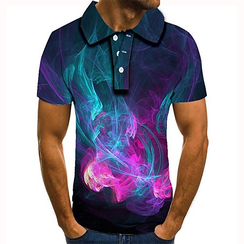 

Men's Graphic 3D Print Print Slim Polo Daily Rainbow / Short Sleeve