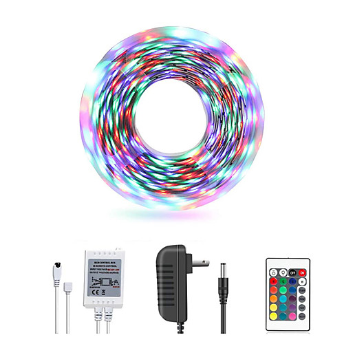 

LOENDE 5M LED Light Strips RGB Tiktok Lights 270 LEDs IP65 Waterproof Flexible Color Changing SMD 2835 LED Strip Light Kit with 24 Keys IR Remote Controller and 12V 2A Power Supply for TV Home Kitchen