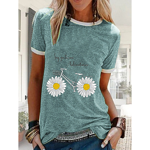 

Women's Floral Daisy T-shirt Daily Purple / Light Green