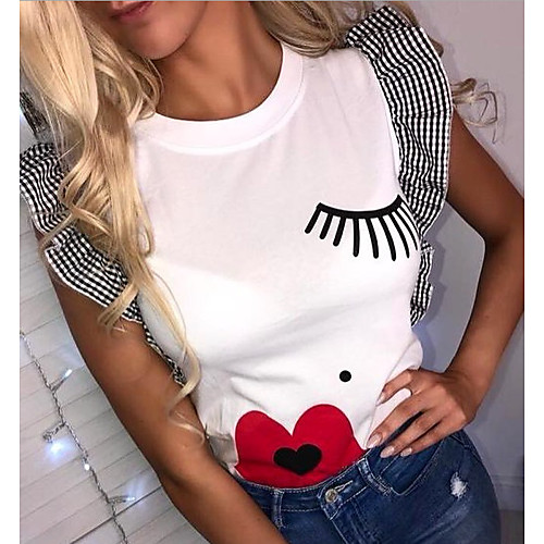 

Women's Geometric T-shirt Daily Weekend White / Black