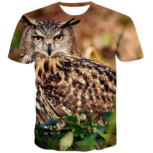 

Men's Plus Size 3D Print T-shirt Street chic Daily Round Neck Rainbow / Short Sleeve