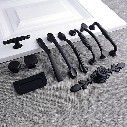

American Black Cabinet Handle Modern Minimalist Wardrobe Door Handle Furniture Drawer Handle Zinc Alloy Matte Black Handle