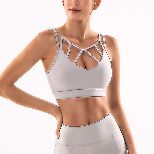 

Women's Sports Bra Medium Support Cut Out Removable Pad Fashion Black Pink Gray Yoga Running Fitness Bra Top Sport Activewear Breathable Comfort Quick Dry Freedom Stretchy
