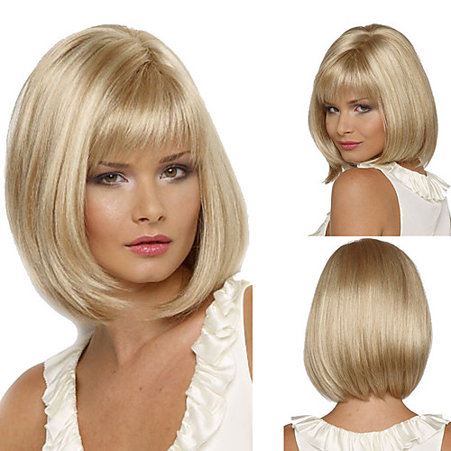 

Synthetic Wig Matte kinky Straight Bob Wig Short Light golden Synthetic Hair 6 inch Women's Fashionable Design Sexy Lady Comfy Blonde