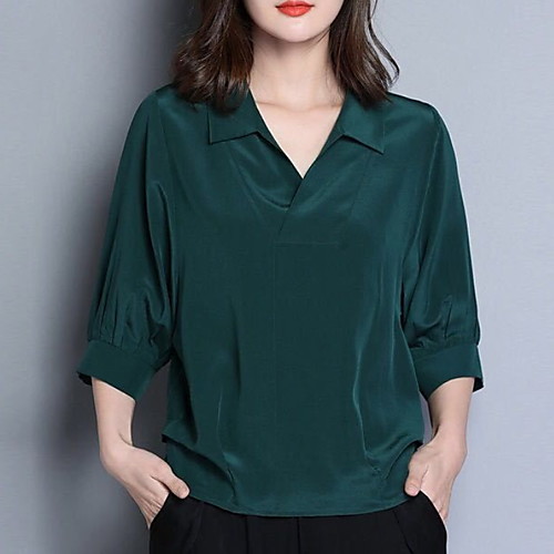 

Women's Solid Colored Shirt Daily Shirt Collar Blue / Red / Green