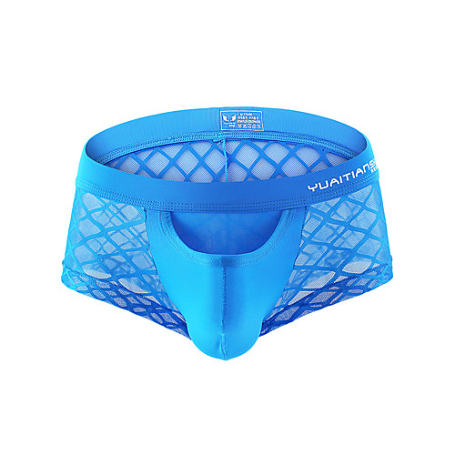 

Men's Mesh Boxers Underwear - Normal Mid Waist White Black Blue S M L