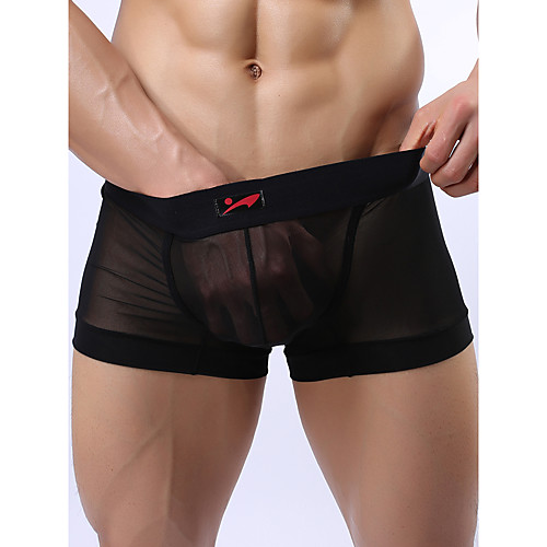 

Men's Mesh Boxers Underwear - Normal Mid Waist White Black Blue S M L