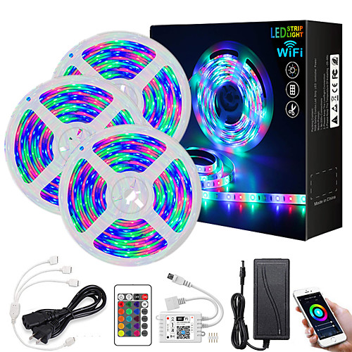 

ZDM 3x5M Light Sets RGB Strip Lights 810 LEDs 2835 SMD 8mm 1 24Keys Remote Controller 1x 1 To 4 Cable Connector 1 DC Cables 1 set RGB Christmas New Year's Waterproof APP Control Cuttable 12 V