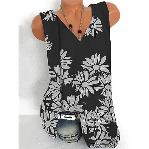 

Women's T-shirt Graphic Tops - Print V Neck Loose Daily White Black Orange S M L XL 2XL 3XL 4XL