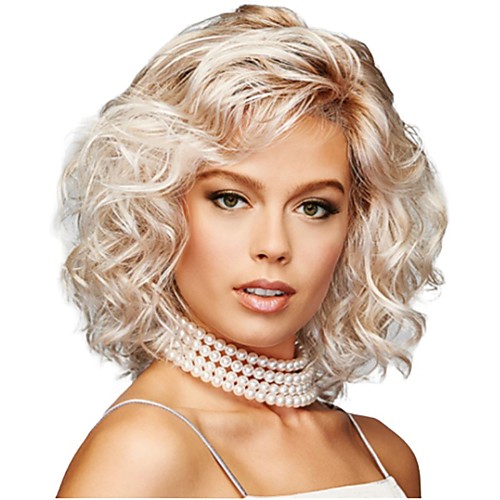 

Synthetic Wig Curly Matte Side Part Wig Short Light golden Synthetic Hair 6 inch Women's Sexy Lady curling Fluffy Blonde