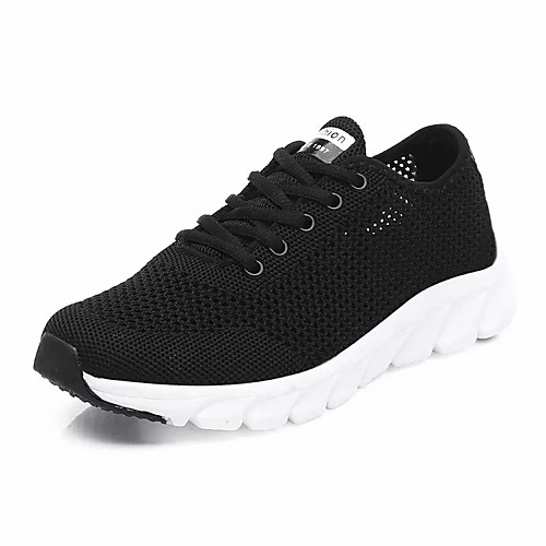 

Women's Trainers / Athletic Shoes Spring & Summer Flat Heel Round Toe Sporty Athletic Lace-up Solid Colored Mesh / Tissage Volant Running Shoes White / Black / Pink