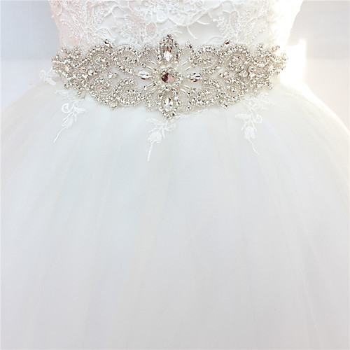 

Satin / Tulle Wedding / Party / Evening Sash With Belt / Appliques / Crystals / Rhinestones Women's Sashes