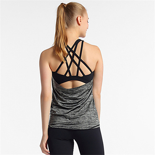 

Women's Yoga Top Yoga Built In Bra Tank Open Back Solid Color Black Red Blue Gray Nylon Yoga Running Fitness Vest / Gilet Top Sleeveless Sport Activewear Breathable Quick Dry Comfortable Stretchy