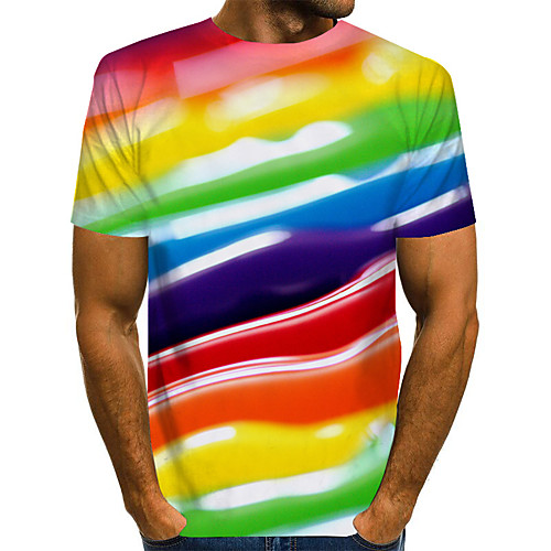 

Love wins Men's 3D Sun Flower Print T-shirt Basic Exaggerated Daily Rainbow