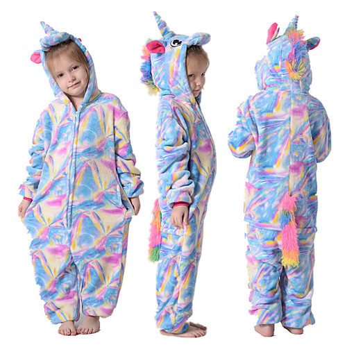 

Kid's Kigurumi Pajamas Unicorn Flying Horse Onesie Pajamas Flannelette Blue Cosplay For Boys and Girls Animal Sleepwear Cartoon Festival / Holiday Costumes