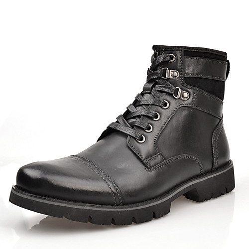 

Men's Fall & Winter Daily Boots Leather Mid-Calf Boots Black