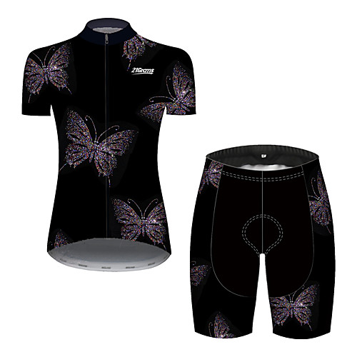 

Women's Short Sleeve Cycling Jersey with Shorts Black / White Butterfly Bike Breathable Quick Dry Sports Butterfly Mountain Bike MTB Road Bike Cycling Clothing Apparel / Micro-elastic