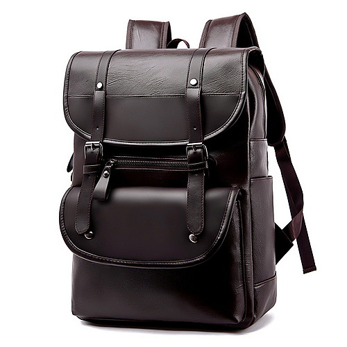 

Adjustable PU Zipper Commuter Backpack Daily Black / Brown / Coffee