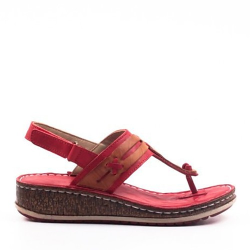 

Women's Sandals Summer Flat Heel Open Toe Daily PU White / Red / Brown