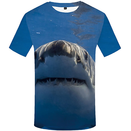 

Men's Plus Size 3D Print T-shirt Street chic Daily Round Neck Rainbow / Short Sleeve