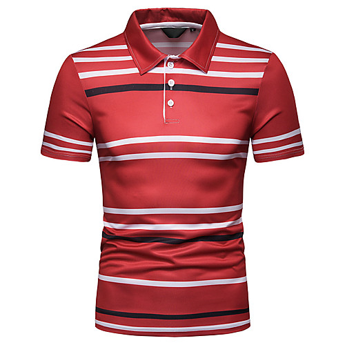 

Men's Striped Polo Basic Elegant Daily Going out Black / Red / Yellow