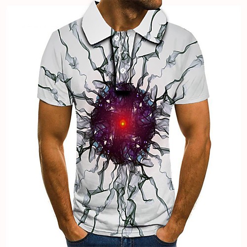

Men's Graphic 3D Print Print Polo Daily White / Short Sleeve