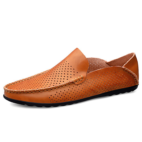 

Men's Fall Casual / British Daily Outdoor Loafers & Slip-Ons Cowhide Breathable Non-slipping Wear Proof Light Brown / Dark Brown / Black