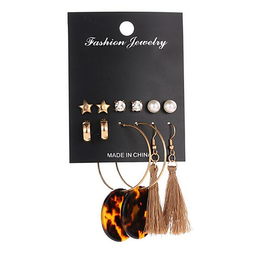 

Women's Stud Earrings Drop Earrings Dangle Earrings Tassel Fringe Precious Fashion Boho Earrings Jewelry Red / Blushing Pink / Gold For Party Evening Street Gift Date 6 Pairs