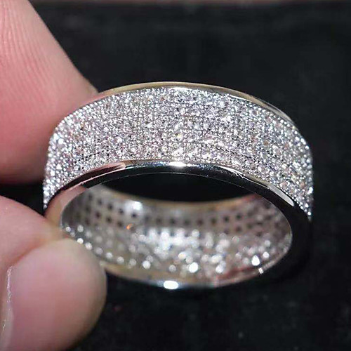 

Men Women Ring AAA Cubic Zirconia 1pc White Copper Silver-Plated Irregular Statement Luxury Party Evening Gift Jewelry Geometrical Wearable